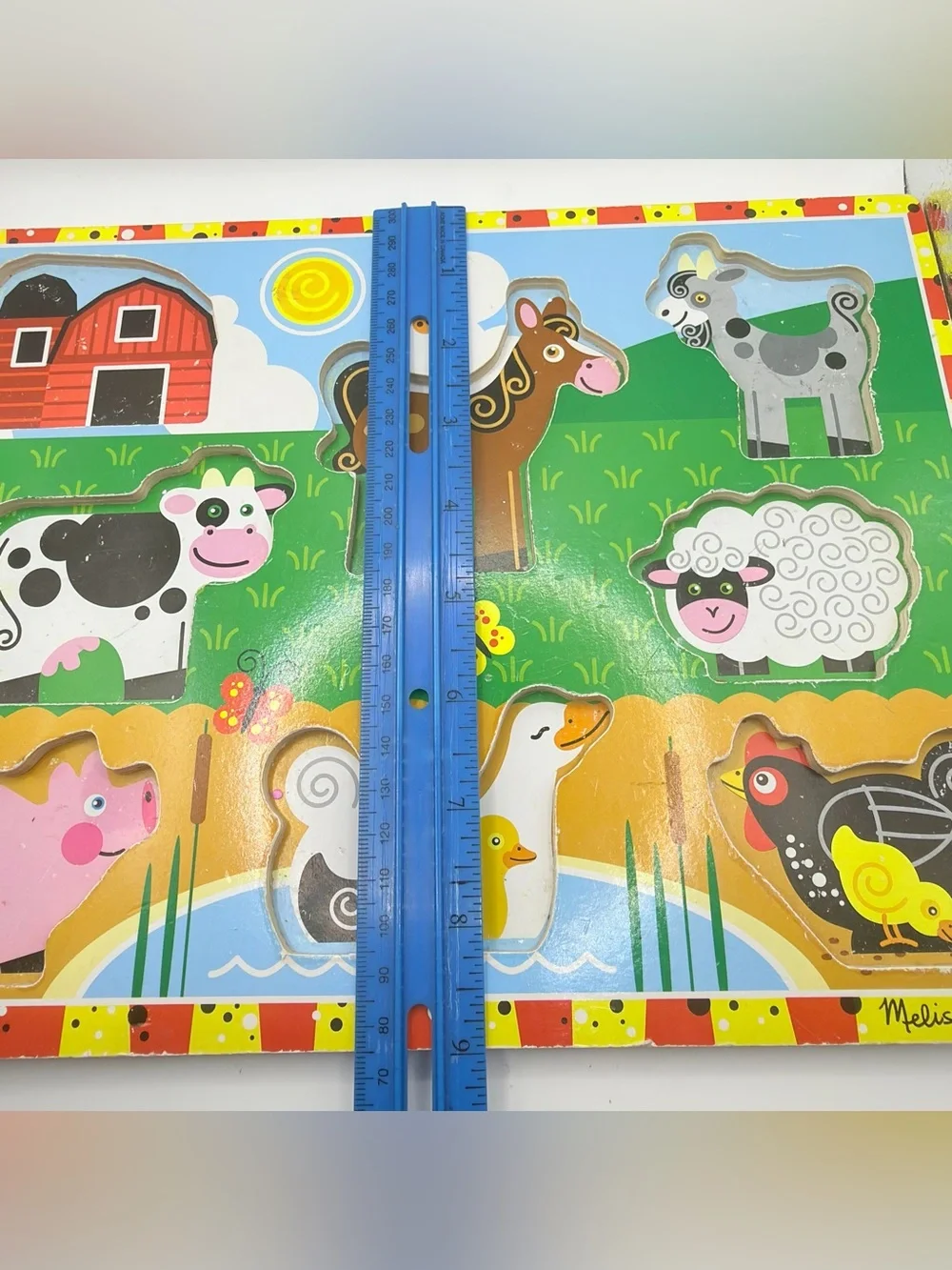 Melissa & Doug Farm Animal Wooden Puzzle - Colorful Barnyard Playset